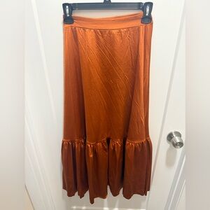 Elegant Copper Satin Skirt